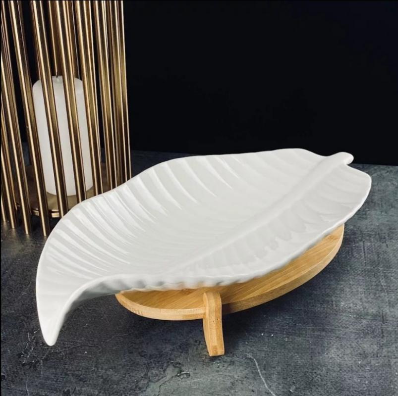 Блюдо фарфор 35,5см Lenardi Bamboo на подст под/уп (16шт) - 140-106