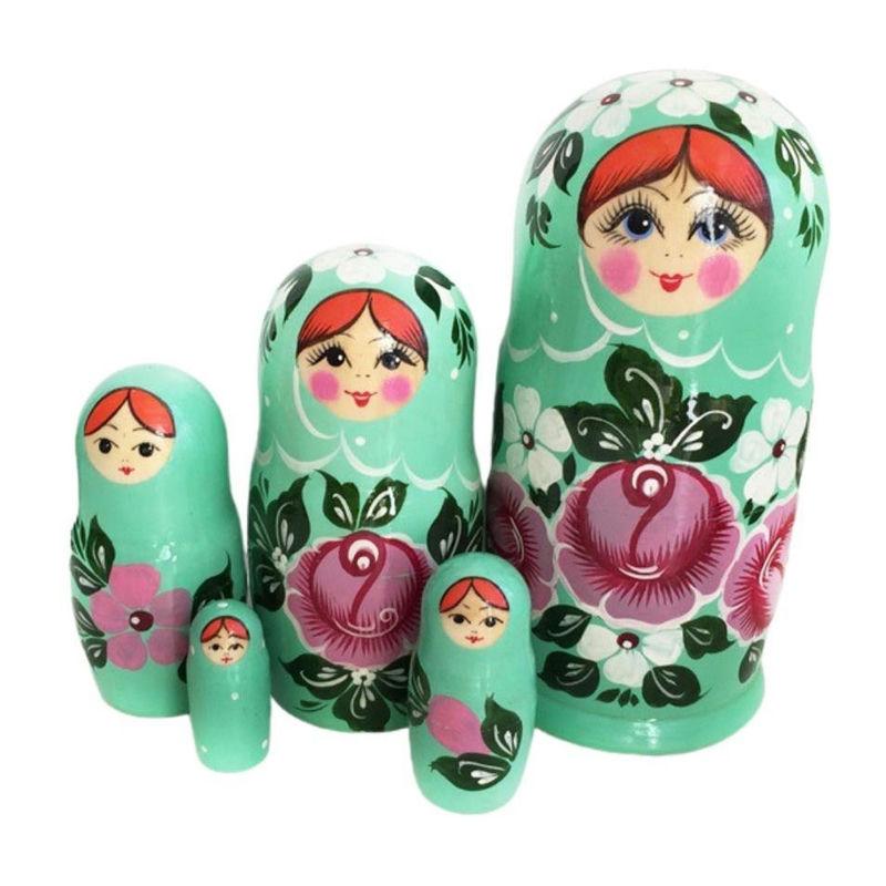 Матрешка 5-ти кукольная Бирюзовая (1шт) - 10174** *
