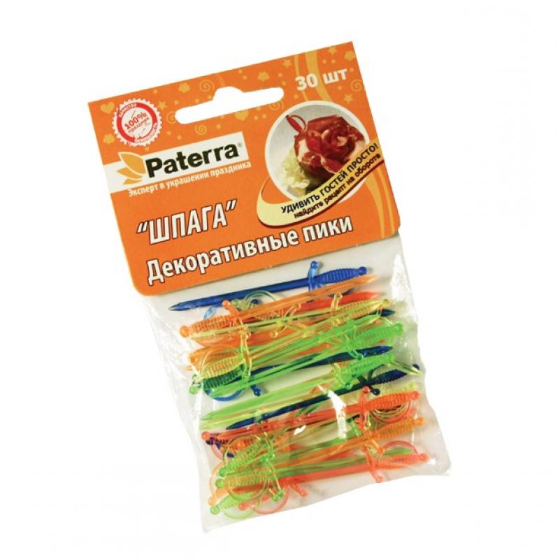 Пики декоративные пласт 7см 30шт Paterra Шпаги микс (100шт) - 401-762