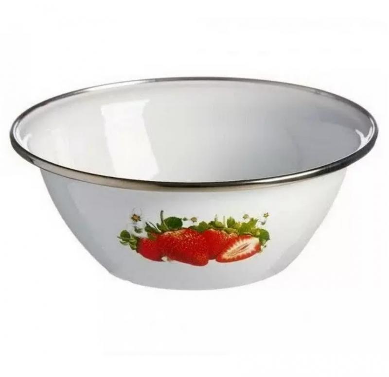 Миска эмаль 0,6л с рис Сочная клубника бел. (18шт) - С0305/4АЗ