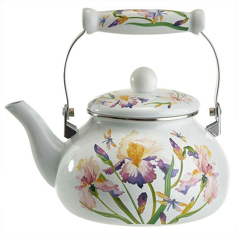 Чайник эмаль 2,5л керам.руч Ирисы ЕМ-1315 (8шт)