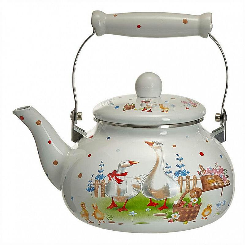 Чайник эмаль 2,5л керам.руч Гуси EM-251Х1/73 (8шт)