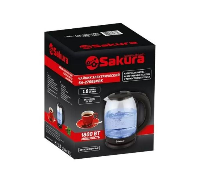 Чайник эл стекло 1,8л 1800Вт точечн.подсвет Super Promo черн. (12шт) - HP-2709SРBK