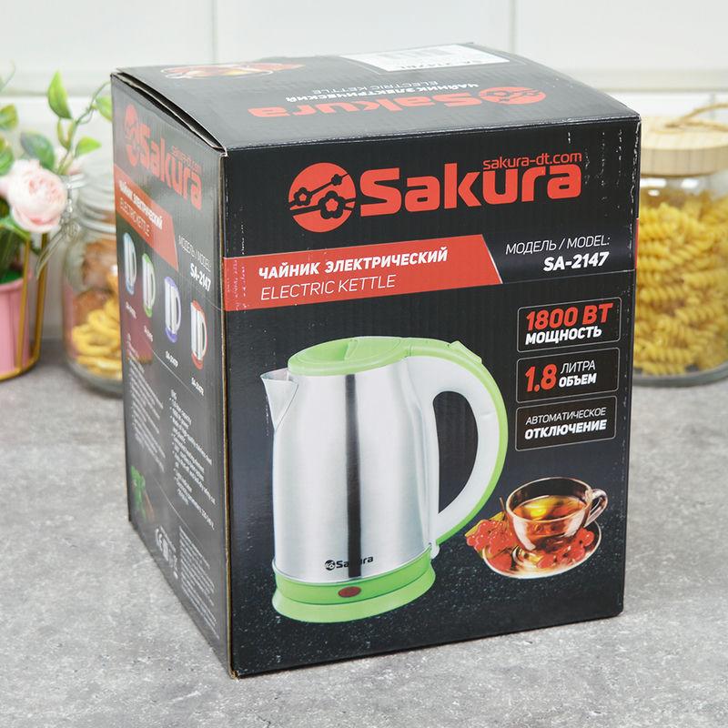 Чайник эл нерж 1,8л 1800Вт Sakura серебро/гол. (12шт) - SA-2147BL