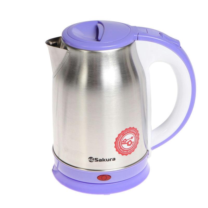 Чайник эл нерж 1,8л 1800Вт Sakura серебро/фиолет. (12шт) - SA-2147P
