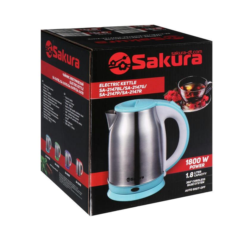 Чайник эл нерж 1,8л 1800Вт Sakura серебро/фиолет. (12шт) - SA-2147P
