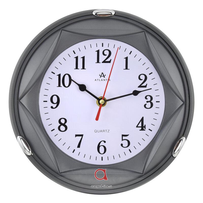 Часы настенные Atlantis круг 23,9см (20шт) - TLD-6308 gray**