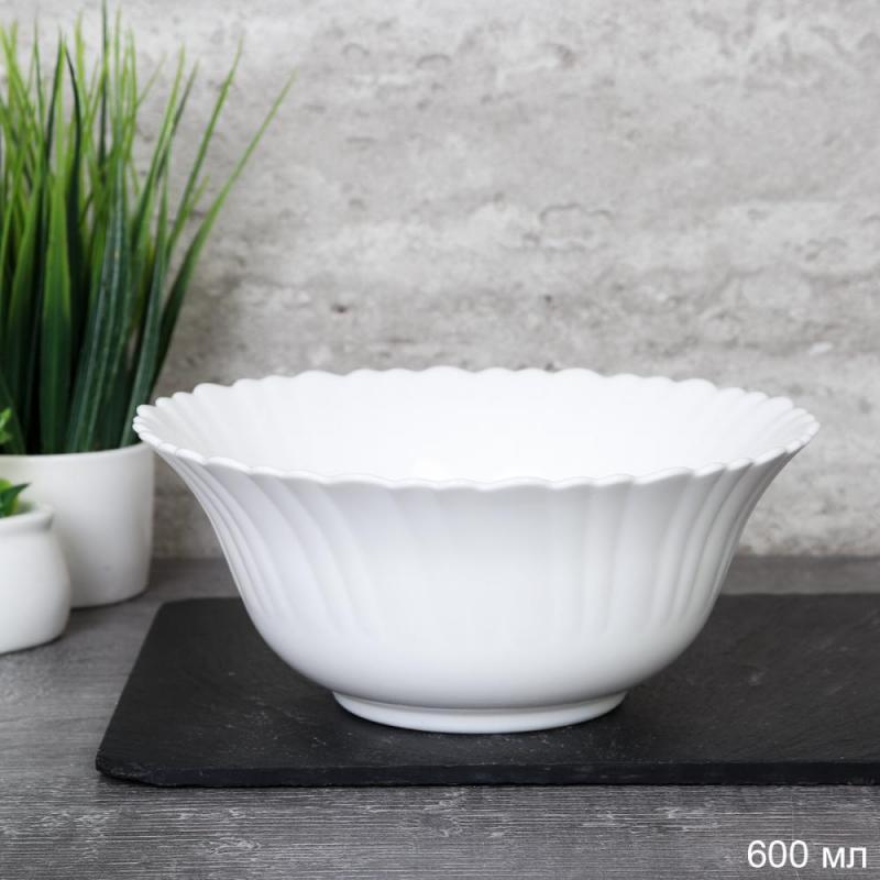 Салатник стеклокерам 550мл 16,5см Тюльпан глубокая FLHKW60 (WHITE) бел. (48шт) - 739447