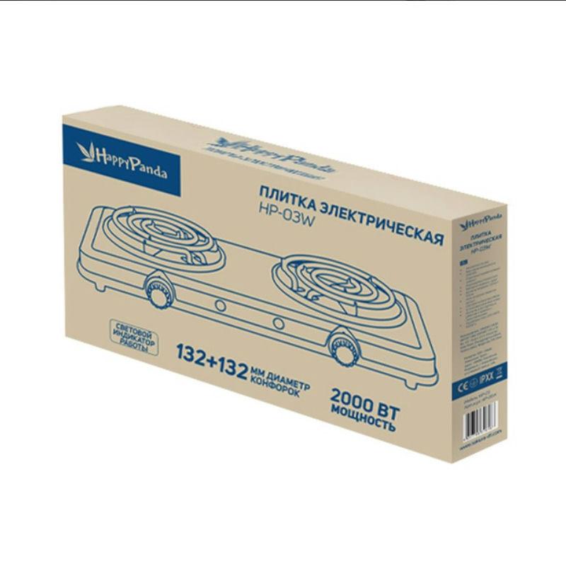 Плитка эл 2х конф спираль 2000Вт Happy Panda бел. (6шт) - HP-03W