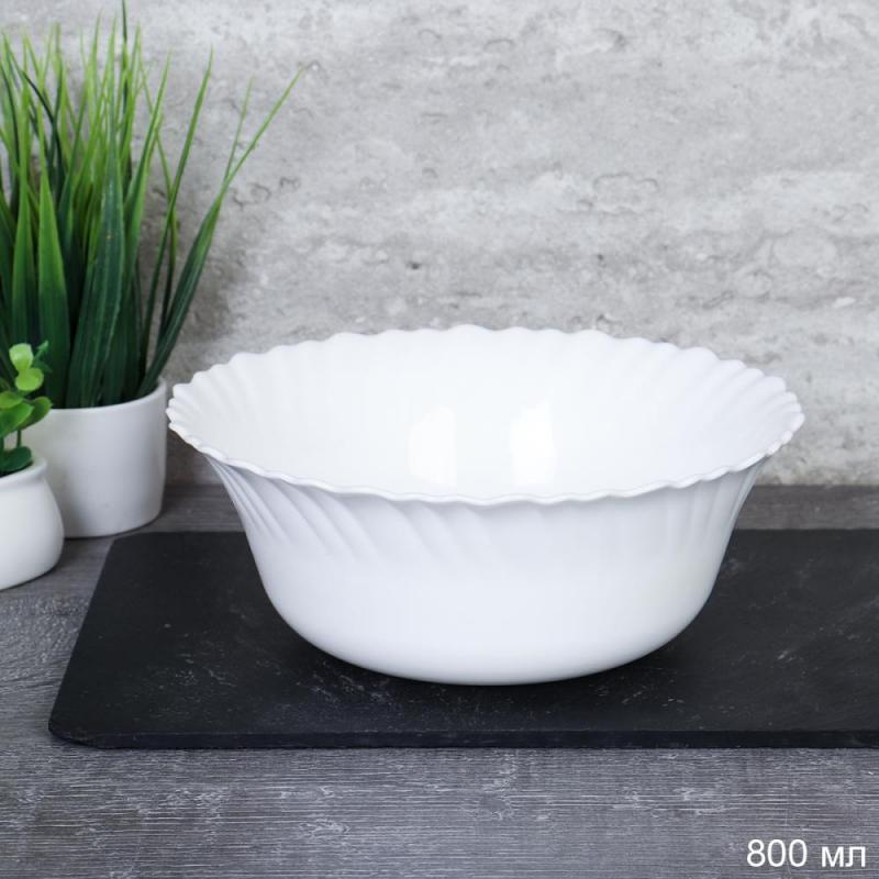 Салатник стеклокерам 800мл 18см Тюльпан FLHKW70 White (48шт) - 731422