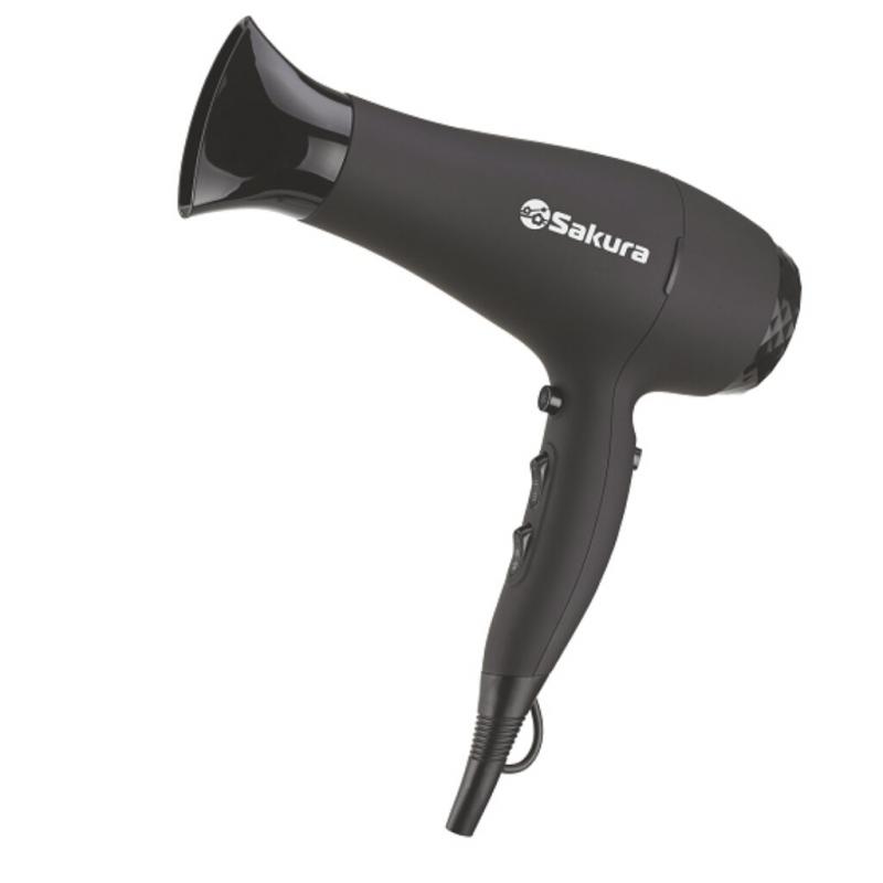 Фен эл. д/волос 2400Вт 3 режима 2 скор ионизация покрытие Soft Touch Sakura Premium - SA-4041BK