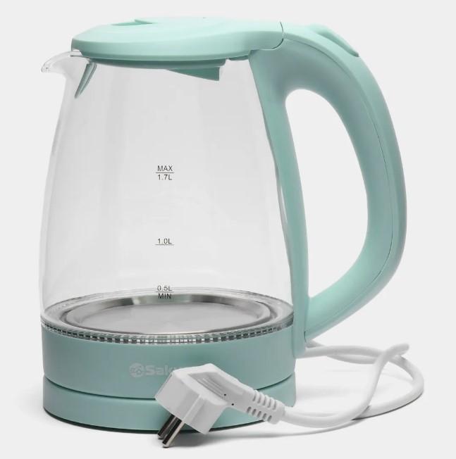 Чайник эл стекло 1,7л 2200Вт подсвет Sakura свежая мята (6шт) - SA-2733GR