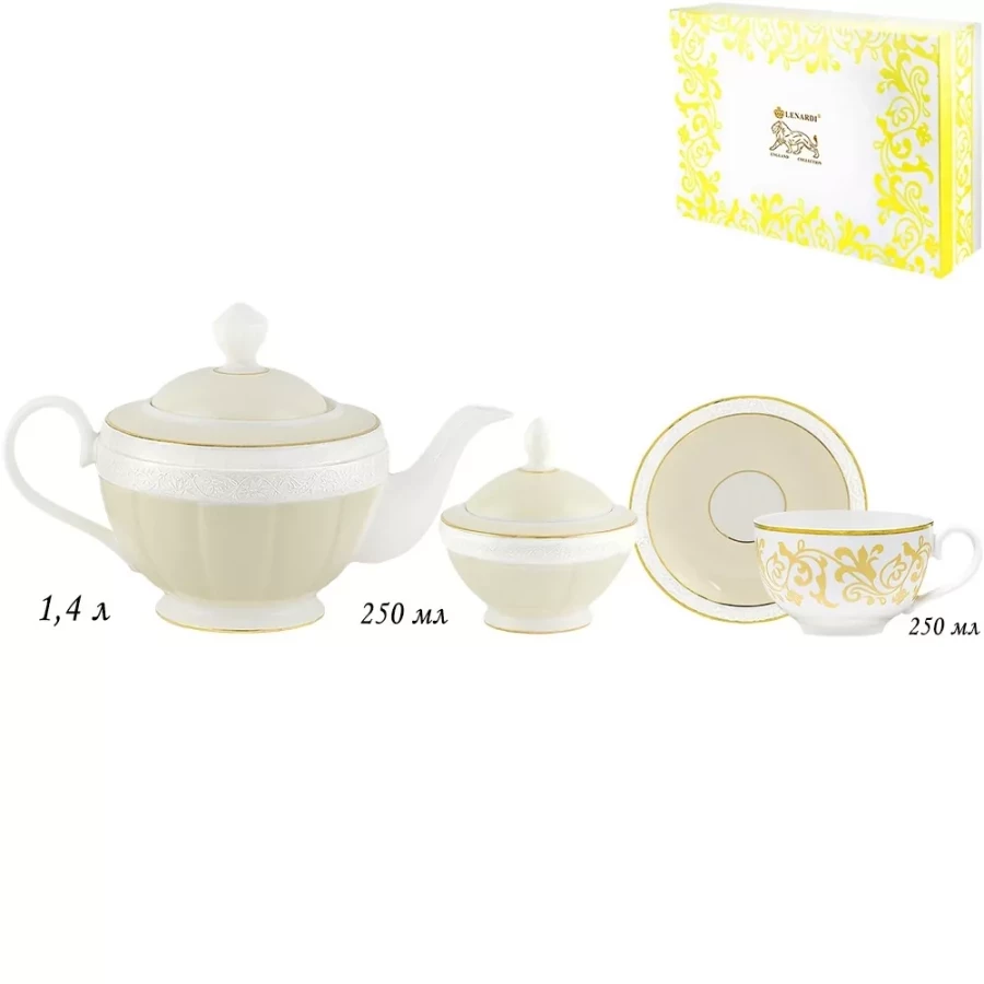 Сервиз чайный фарфор 14 пред 250мл Damask Lenardi под/уп (3шт) - 105-967