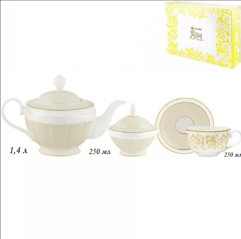 Сервиз чайный фарфор 14 пред 250мл Damask Lenardi под/уп (3шт) - 105-967