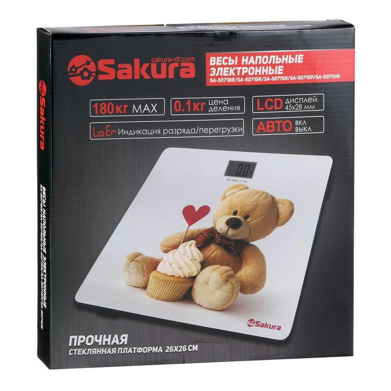 Весы напольные эл 180кг Sakura Медвежонок (6шт) - SA-5071BR