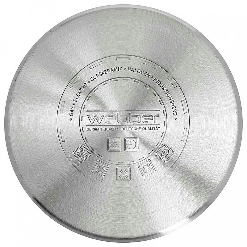 Кастрюля нерж 4,8л Webber стекл/кр 22см (6шт) - BE-349/2