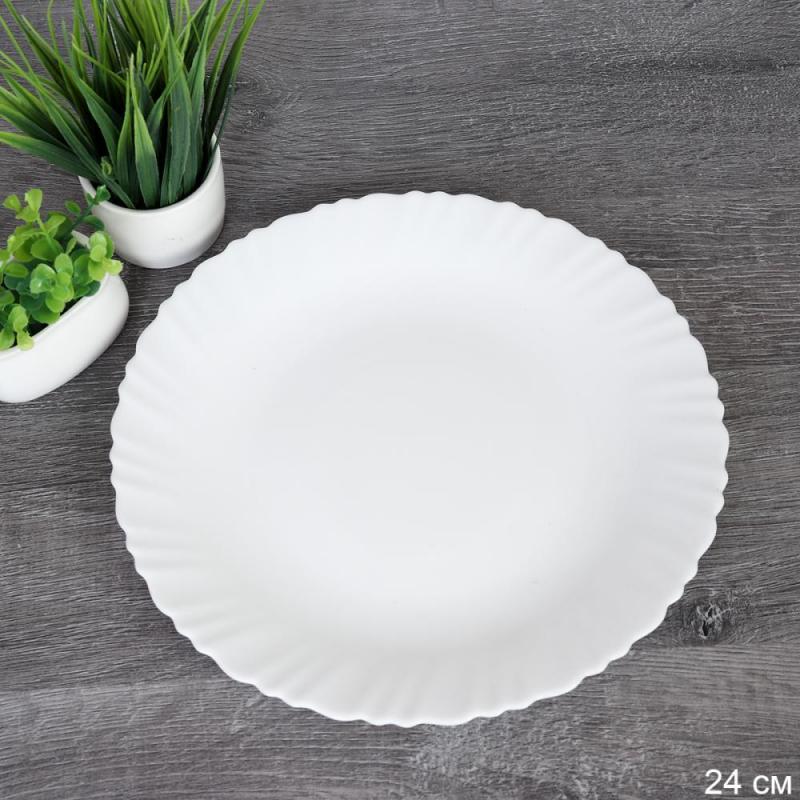 Тарелка стеклокерам 24см Классика бел. FLXP95 (WHITE) (6/48шт) - 731433