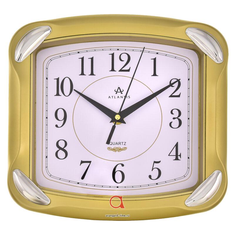 Часы настенные Atlantis прямоугольные 24х24,1см TLD-6035 gold** (SSS)
