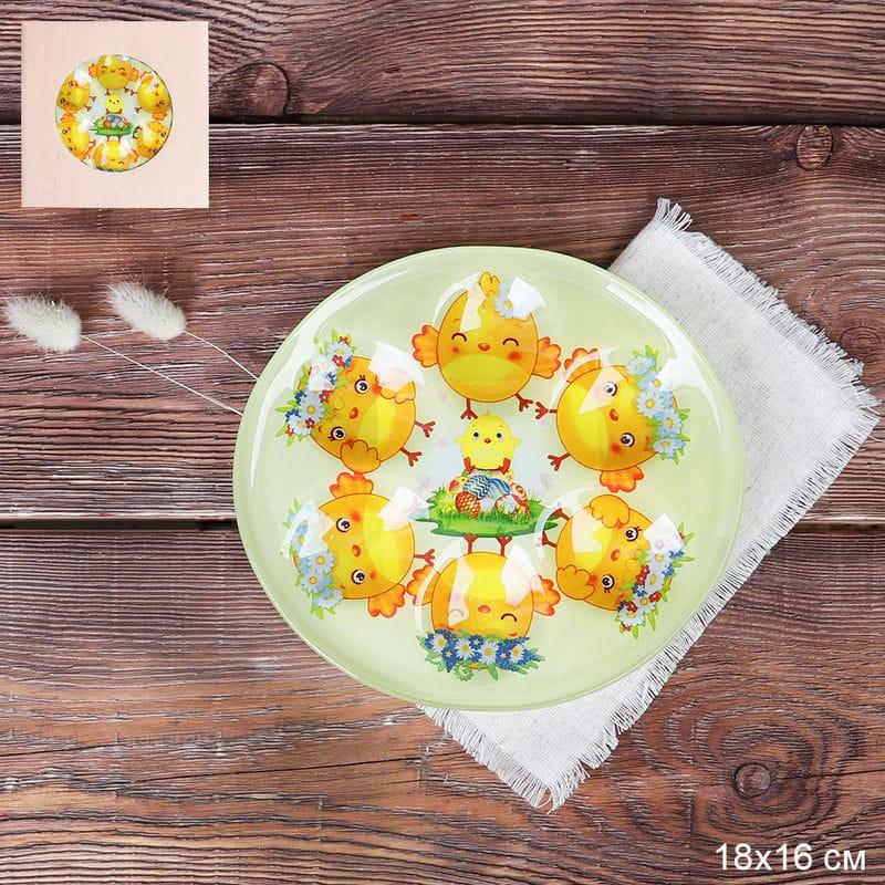 Тарелка д/яиц стеклокерам 18*16см EG0307W U204-1 B GREY (6/72шт) - 653506