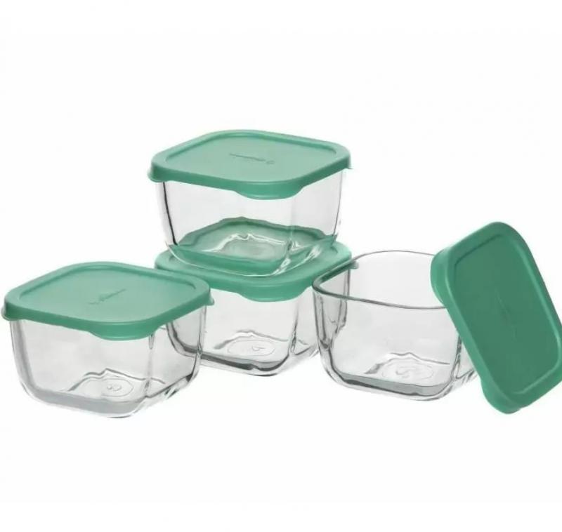 Набор контейнеров д/СВЧ стекло 4 пред 0,2л Snow Box с/кр (6шт) - 53223GR