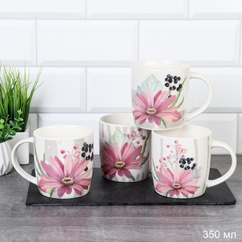 Кружка керамика 350мл Цветы P1227 (72шт) - 736165