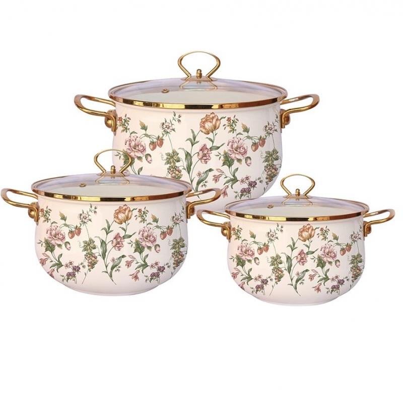 Набор кастрюль эмаль 6 пред Bouquet (2,4л 3,2л 5,7л) (4шт) - Z-80633