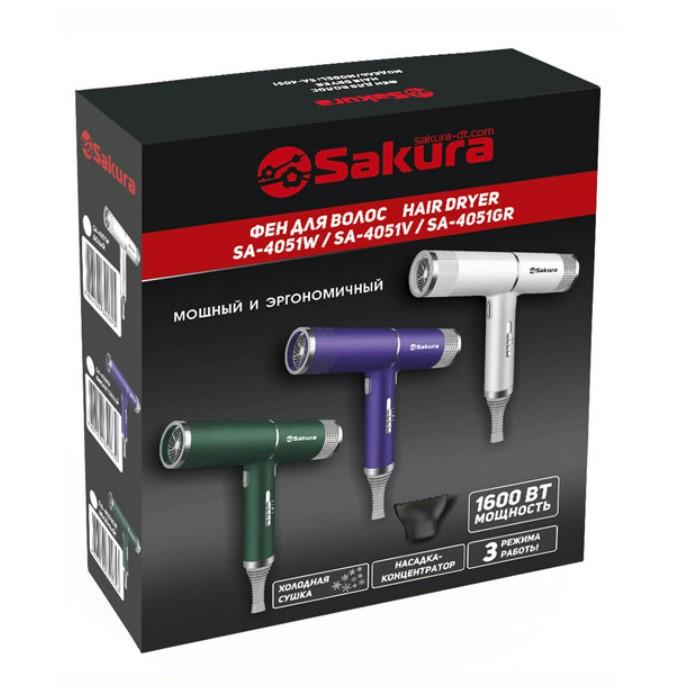 Фен эл. д/волос 1600Вт 3 режима холод.сушка LED подсвет защита Sakura (10шт) - SA-4051W
