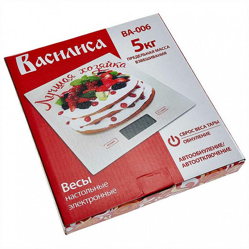 Весы кухонные эл 5кг Василиса Лучшая хозяйка (12шт) - ВА-006