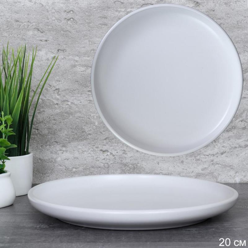 Тарелка мелкая керамика 20см white 3402W 3600-8 (36шт) - 724419