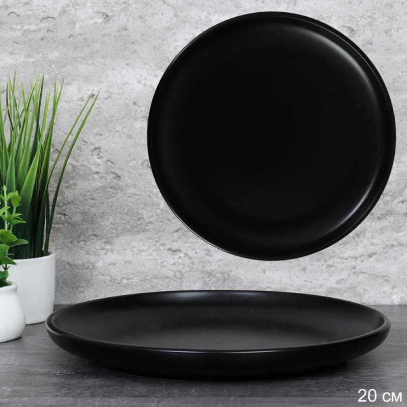 Тарелка мелкая керамика 20см black 3500-8 (36шт) - 724417