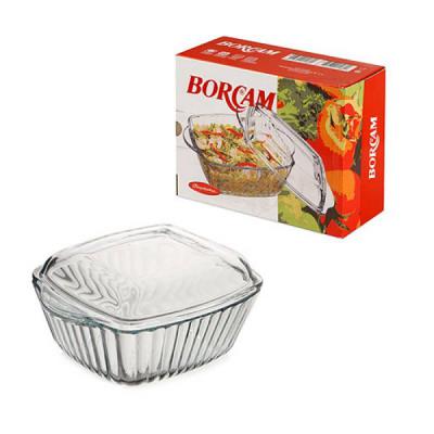 Кастрюля д/запекания стекло 1л Боркам 20*16см прямоуг рефл с/кр (4шт) - 59039