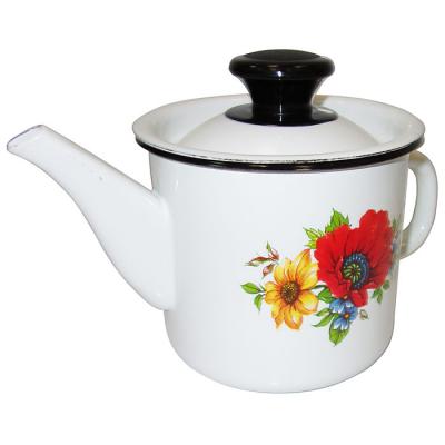 Чайник эмаль 1л цил. с рис белый (10шт) - 42704-072/4 (704884)