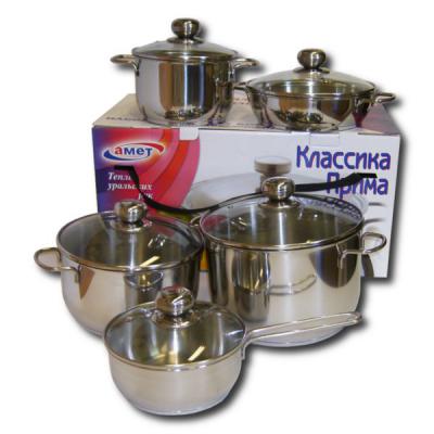 Набор посуды нерж 10 пред стекл/кр (2шт) -1с946 (в)