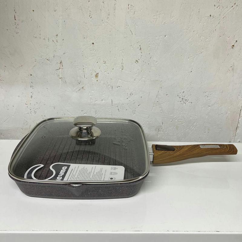 Сковорода гриль АП квадр 28*28см съем/руч стекл/кр Премиум фиолетовый (6шт) - с068904