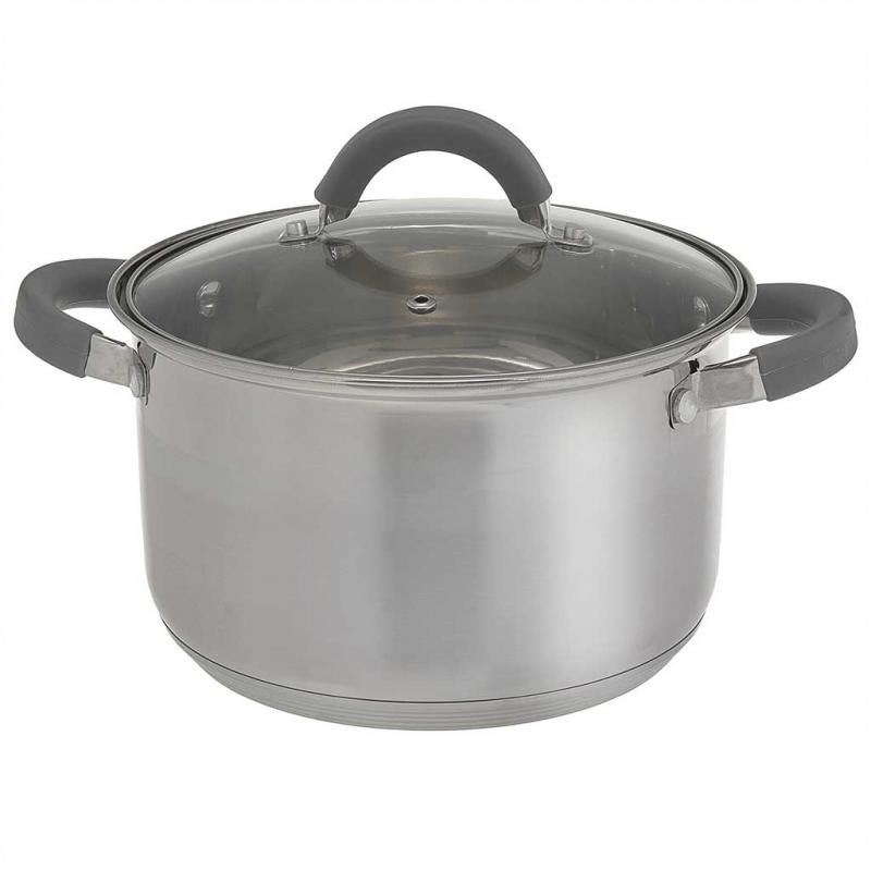 Кастрюля нерж 4л Webber PROFI grey стекл/кр д20 (6шт) - BE-358/2