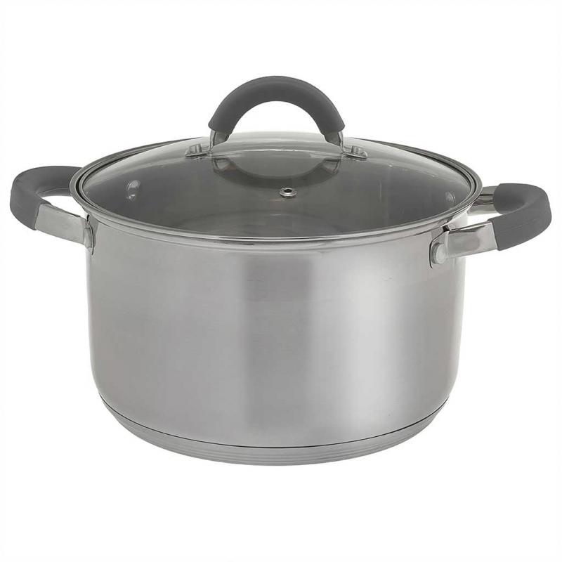 Кастрюля нерж 5,1л Webber PROFI grey стекл/кр д22 (6шт) - BE-359/2