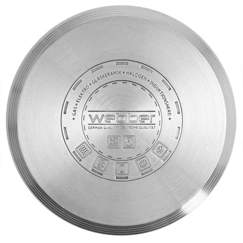 Кастрюля нерж 6,6л Webber PROFI red стекл/кр 24см 5-слойное дно индукция (6шт) - BE-344/2