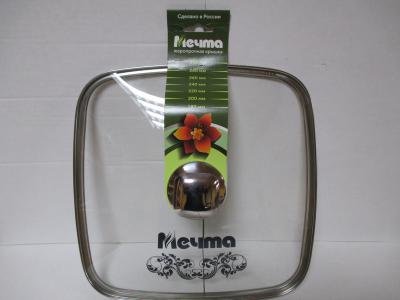 Крышка стеклянная квадр 26см мет.обод мет.руч деколь Мечта (10шт) - КР26Г