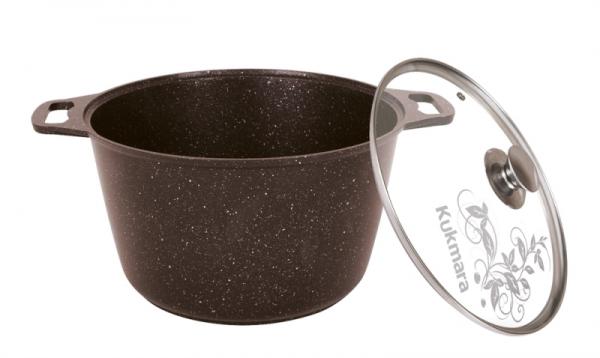 Кастрюля АП 8,5л стекл/кр кофейн. мрамор (2шт) - кмк852а (в)