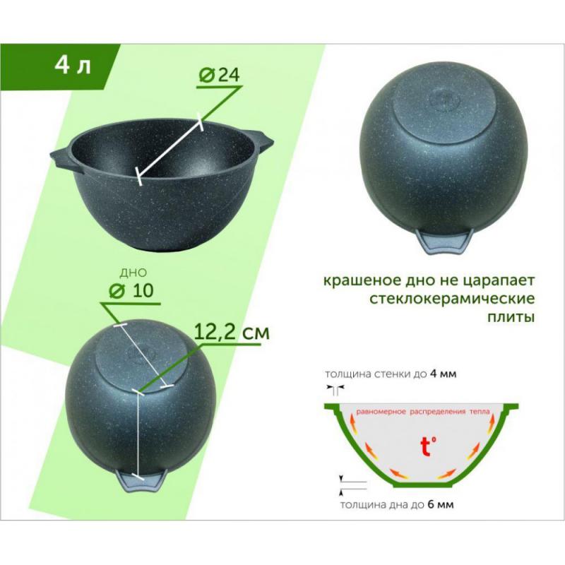 Казан д/плова АП 4,5л с/кр Гранит ультра (стар) Индукция Про (4шт) - 54803И
