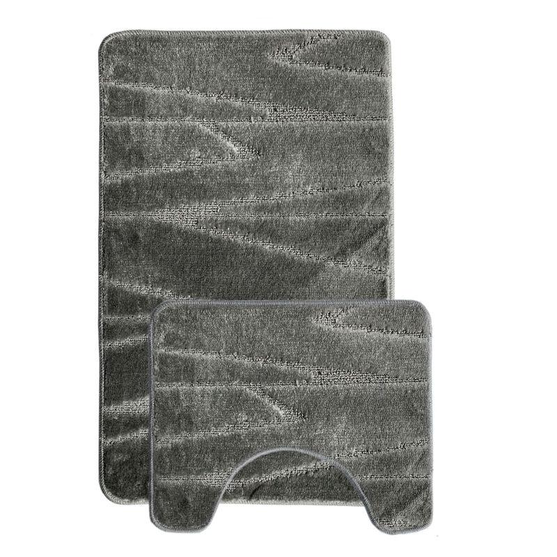 Набор ковриков д/ванной 2шт 50*80+50*40см Cadesi Lemis 3217 сер. Турция (2шт) - 92506