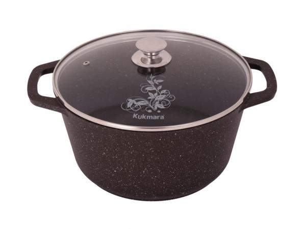 Кастрюля АП 6,5л стекл/кр кофейн. мрамор (2шт) - кмк652а (в)