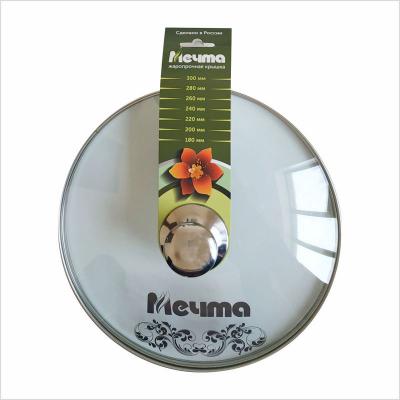 Крышка стеклянная 28см мет.обод мет.руч деколь Мечта (10шт) - КР28