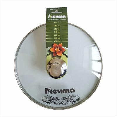 Крышка стеклянная 30см мет.обод мет.руч деколь Мечта (10шт) - КР30