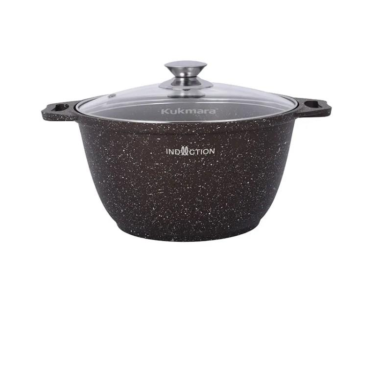 Кастрюля АП 3л стекл/кр Мраморная Индукция кофейн. мрамор (3шт) - кмки32а (в)