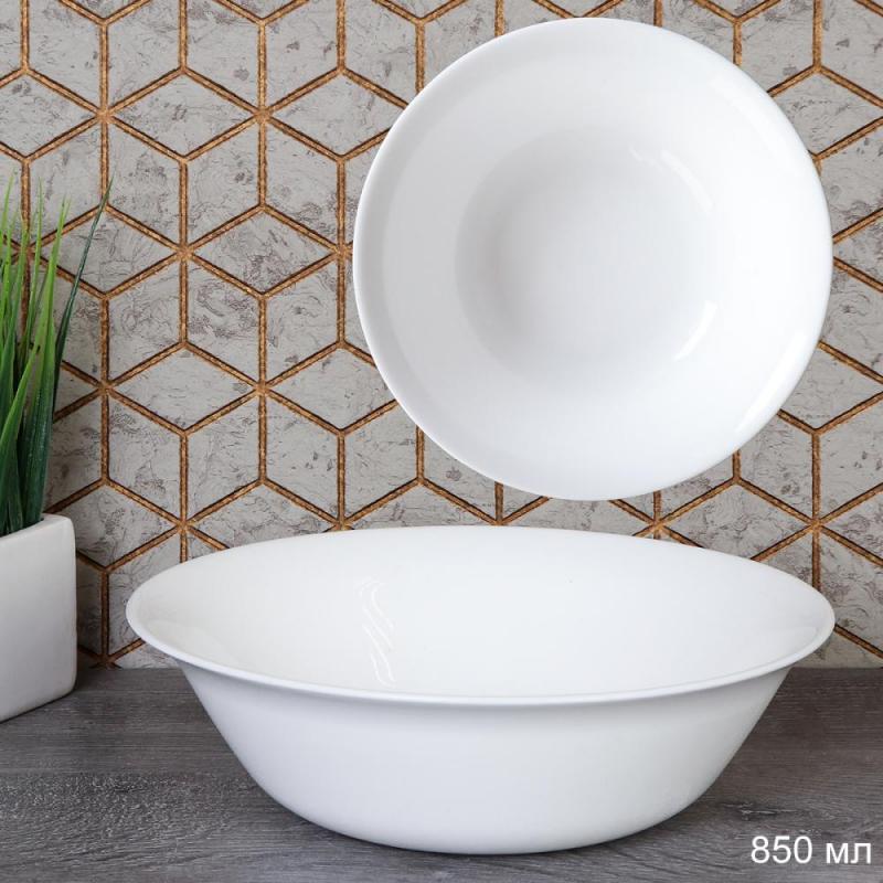 Салатник стеклокерам 850мл 19см Глэйд Богатырь FLPW75 (WHITE) (48шт) - 735085