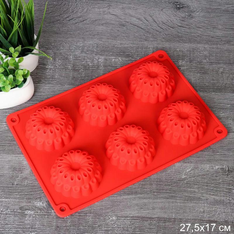 Форма д/выпечки силикон 6 ячеек Цветы 26*18*3см HL-311 (200шт) - 732922