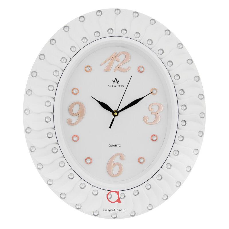 Часы настенные Atlantis овал 39х45см (10шт) - TLD-35140 white**