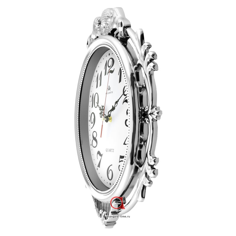 Часы настенные Atlantis овал 29,7х36,9см Ажур TLD-6017 silver**