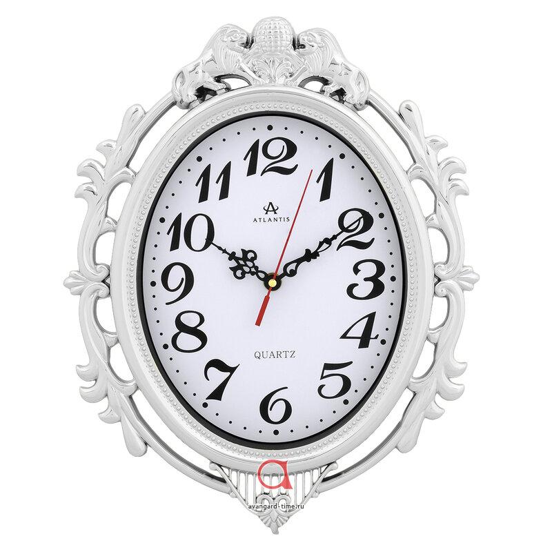 Часы настенные Atlantis овал 29,7х36,9см Ажур TLD-6017 silver**